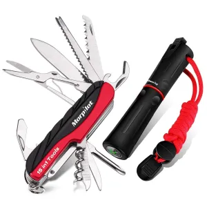 Morpilot Multi Tool & Fire Starter Set, 15 in 1 Swiss Style