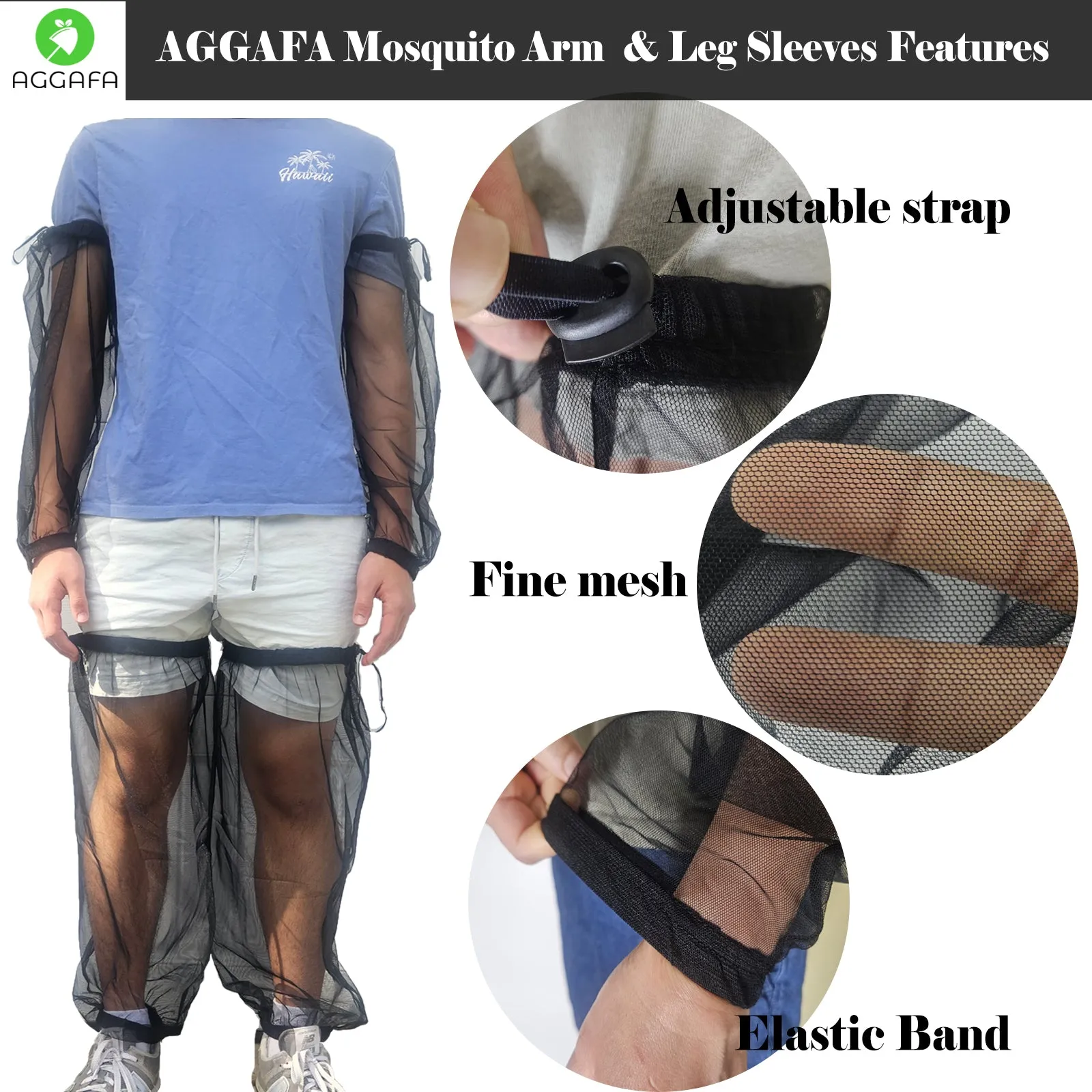 Mosquito net arm and leg sleeves, Medium size