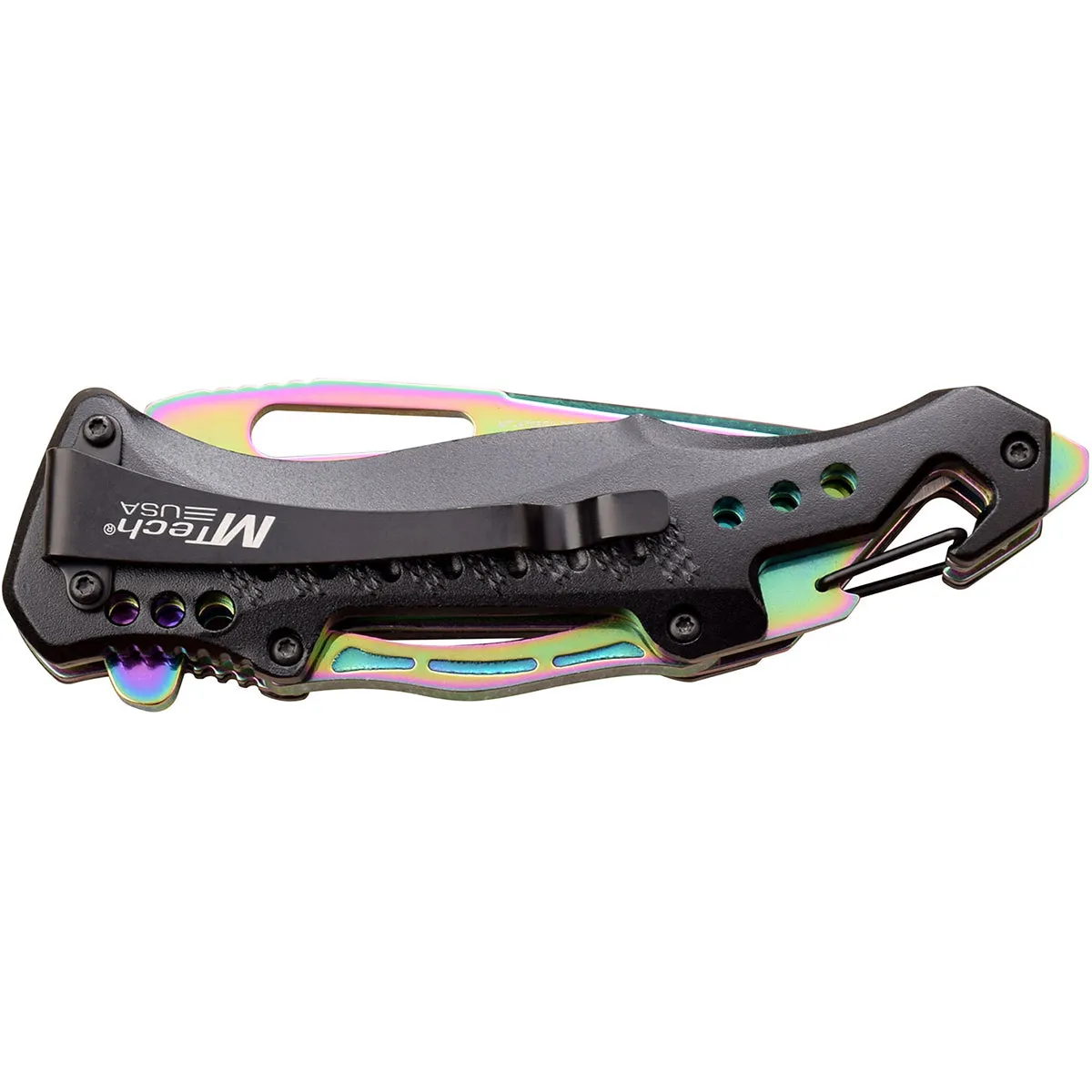 MTech USA Linerlock Spring Assisted Folding Knife 3.5" Rainbow, MT-A705G2-RB