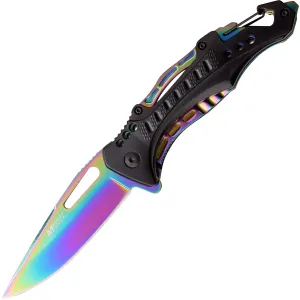 MTech USA Linerlock Spring Assisted Folding Knife 3.5" Rainbow, MT-A705G2-RB