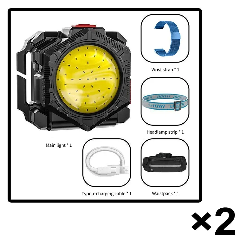 Multifunctional COB Headlamp Portable Mini Lighting USB Rechargeable Watch Light Night Running Waistpack Lights Outdoor Warning