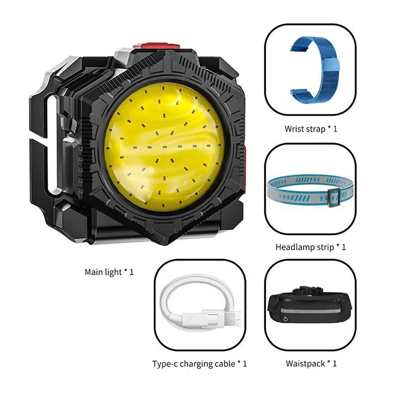 Multifunctional COB Headlamp Portable Mini Lighting USB Rechargeable Watch Light Night Running Waistpack Lights Outdoor Warning