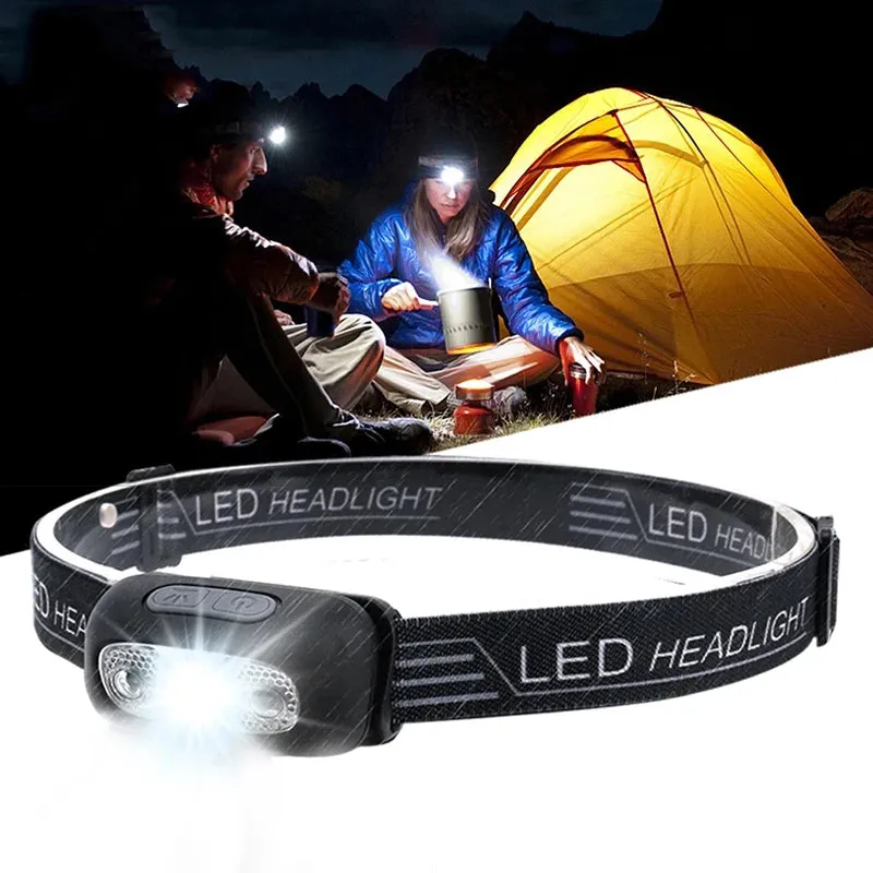 Multifunctional Portable Mini LED Headlamp Motion Sensor USB Rechargeable Waterproof Head Light Outdoor Camping Lantern