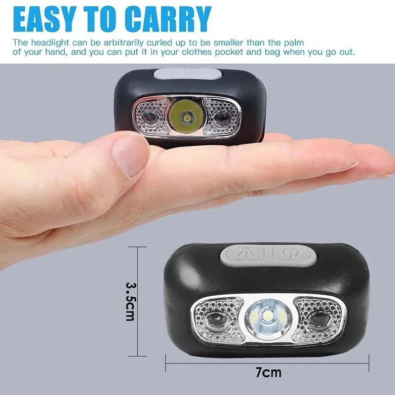 Multifunctional Portable Mini LED Headlamp Motion Sensor USB Rechargeable Waterproof Head Light Outdoor Camping Lantern