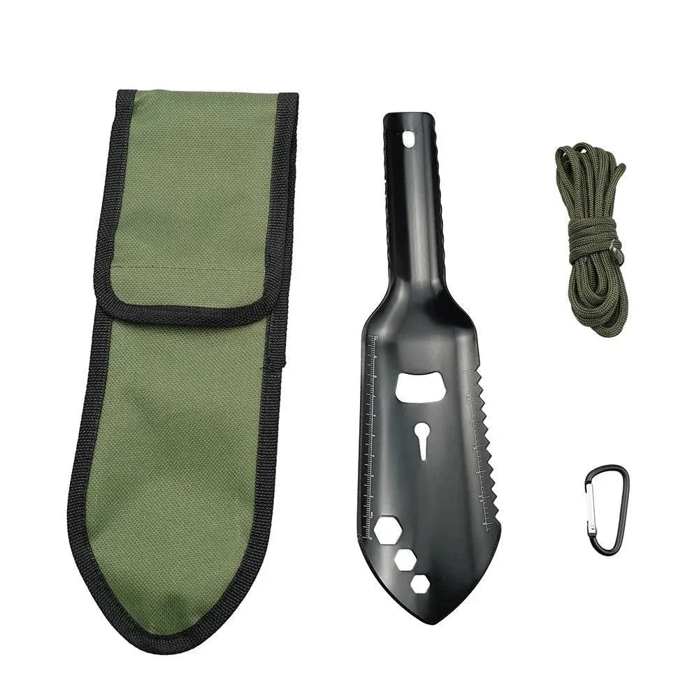 Multipurpose Camping Shovel Aluminum Alloy Outdoor Portable Shovel with 2.5m Paracord Garden Hand Trowel Hiking Shovel