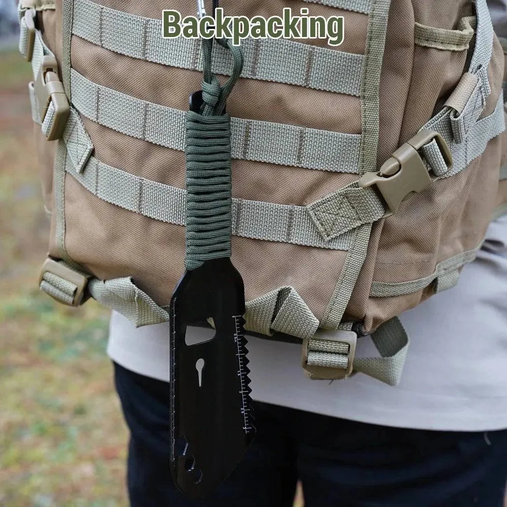 Multipurpose Camping Shovel Aluminum Alloy Outdoor Portable Shovel with 2.5m Paracord Garden Hand Trowel Hiking Shovel