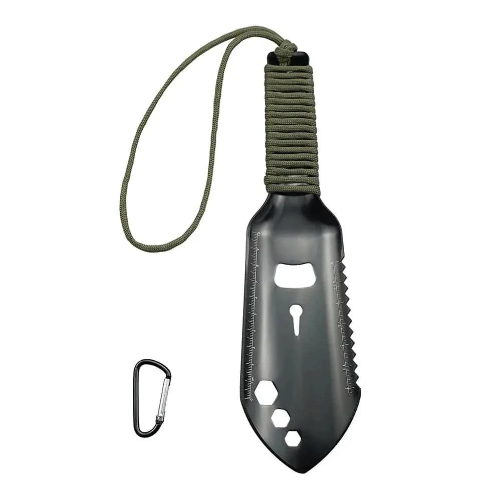 Multipurpose Camping Shovel Aluminum Alloy Outdoor Portable Shovel with 2.5m Paracord Garden Hand Trowel Hiking Shovel