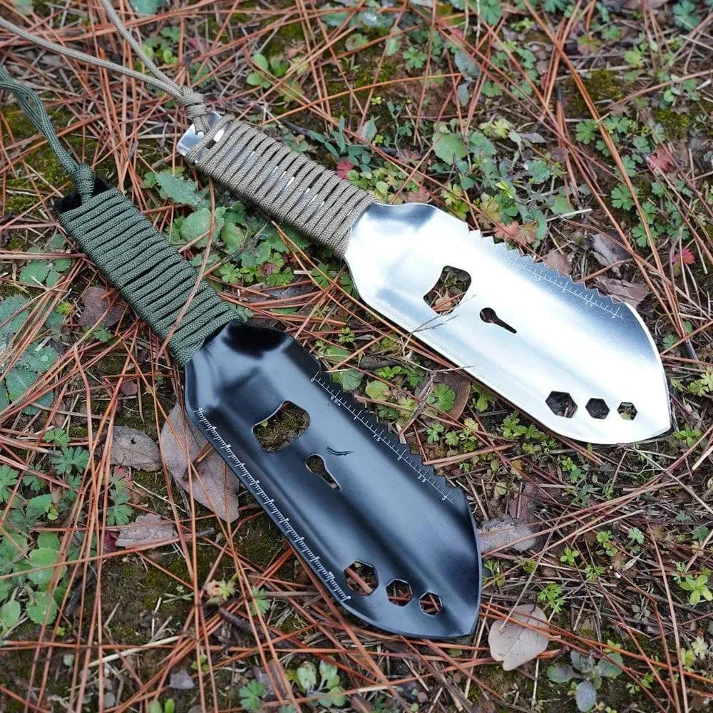 Multipurpose Camping Shovel Aluminum Alloy Outdoor Portable Shovel with 2.5m Paracord Garden Hand Trowel Hiking Shovel
