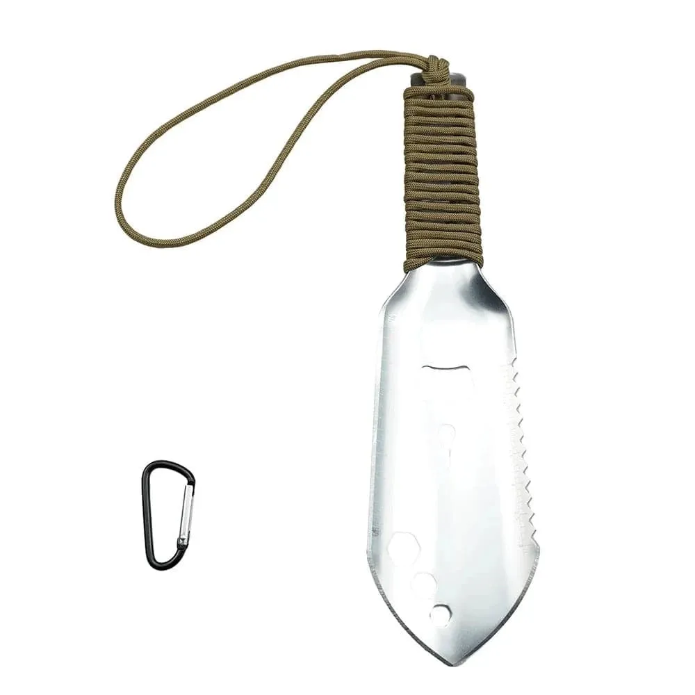Multipurpose Camping Shovel Aluminum Alloy Outdoor Portable Shovel with 2.5m Paracord Garden Hand Trowel Hiking Shovel