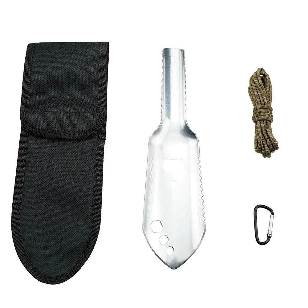 Multipurpose Camping Shovel Aluminum Alloy Outdoor Portable Shovel with 2.5m Paracord Garden Hand Trowel Hiking Shovel