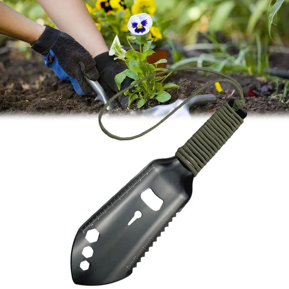 Multipurpose Camping Shovel Aluminum Alloy Outdoor Portable Shovel with 2.5m Paracord Garden Hand Trowel Hiking Shovel