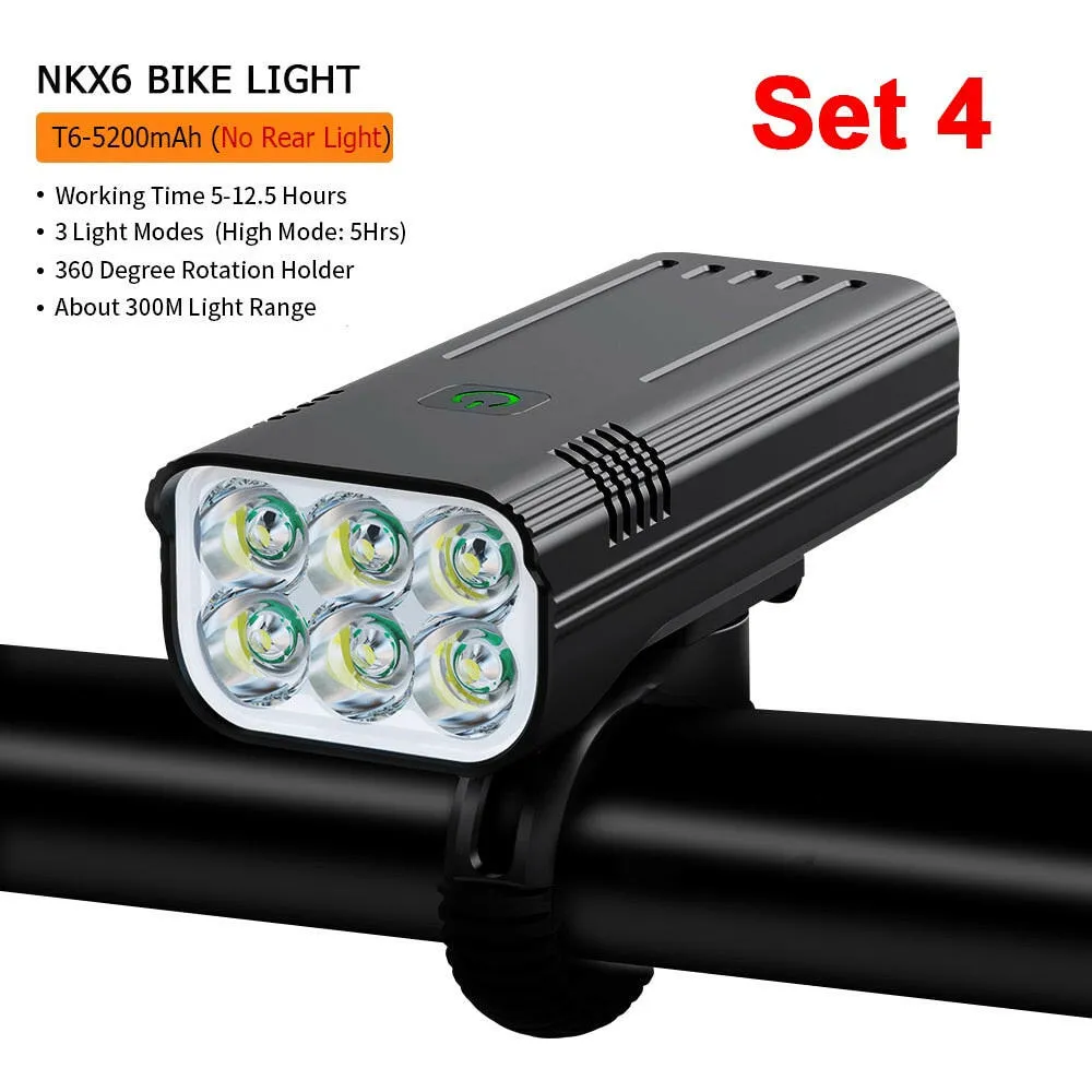 NATFIRE 10000mAh Bicycle Light with Digital Battery Indicator USB Rechargeable Bike Light Set 8 LED Flashlight