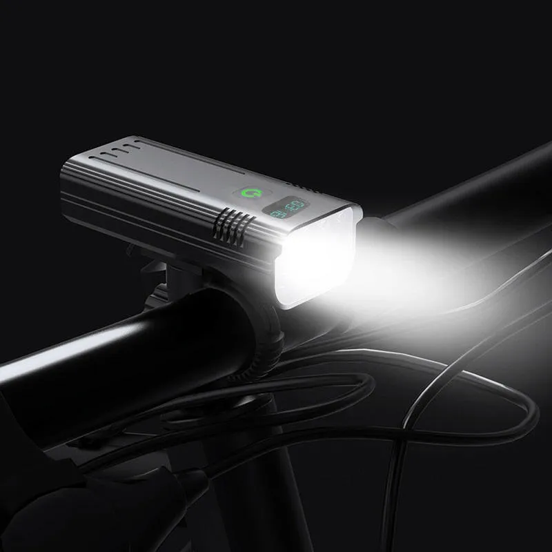 NATFIRE 10000mAh Bicycle Light with Digital Battery Indicator USB Rechargeable Bike Light Set 8 LED Flashlight