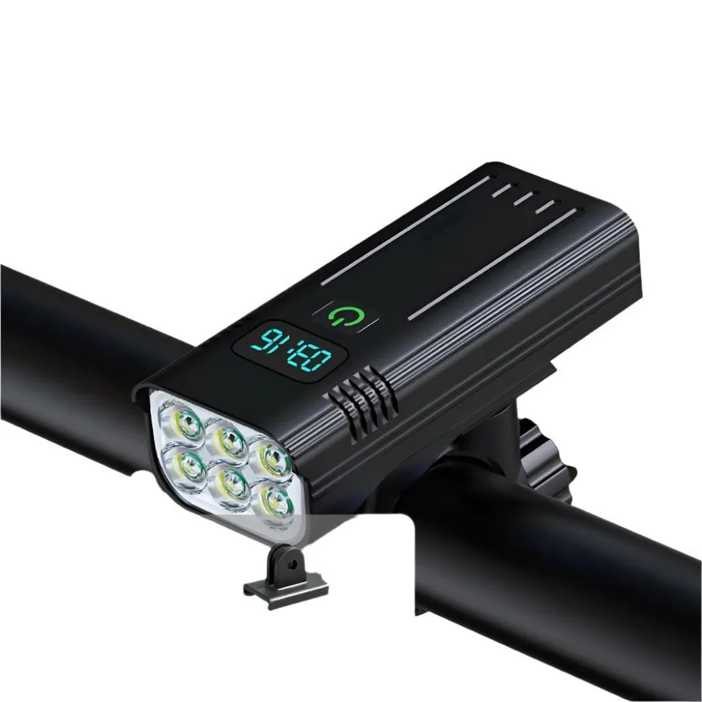 NATFIRE 10000mAh Bicycle Light with Digital Battery Indicator USB Rechargeable Bike Light Set 8 LED Flashlight