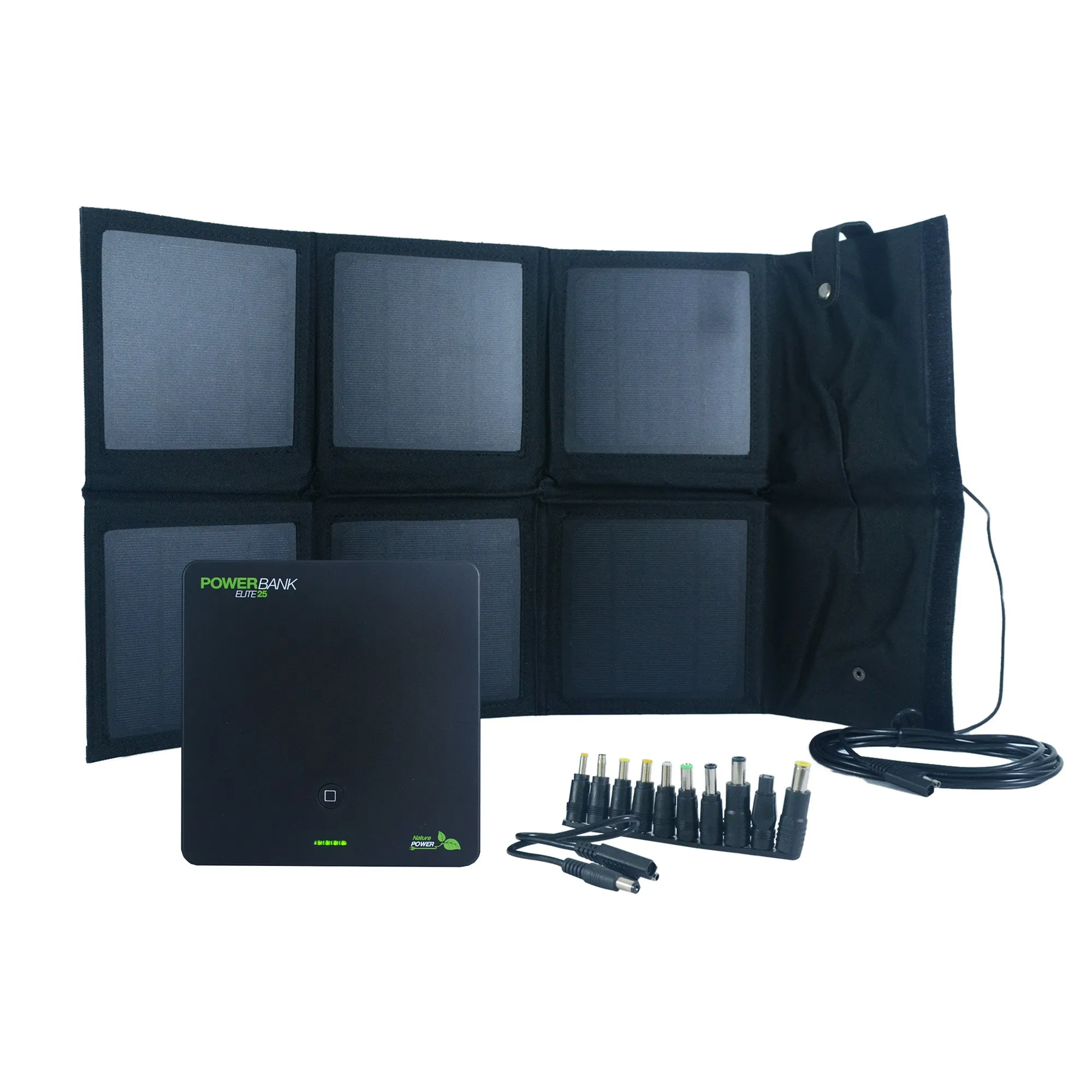 Nature Power 18-Watt Folding Solar Charger & Power Bank Elite 25 Battery Pack