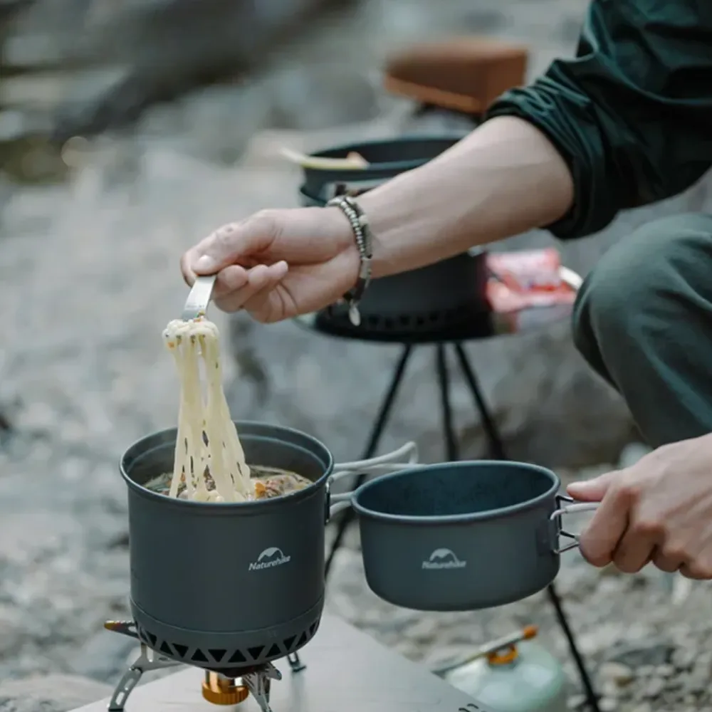 Naturehike Single Camping Pot Set with the radiator (Kettle and Bowl) 1.2 liter