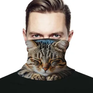 Neck Gaiter Cat Sleeping Face Cover for Men Women Cold Weather Scarf Breathable Face Mask Wind-proof Balaclava Face Mask for Skiing Fishing Hiking Cycling