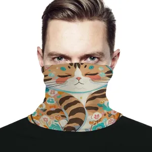 Neck Gaiter Sleeping Cat Face Cover for Men Women Cold Weather Scarf Breathable Face Mask Wind-proof Balaclava Face Mask for Skiing Fishing Hiking Cycling