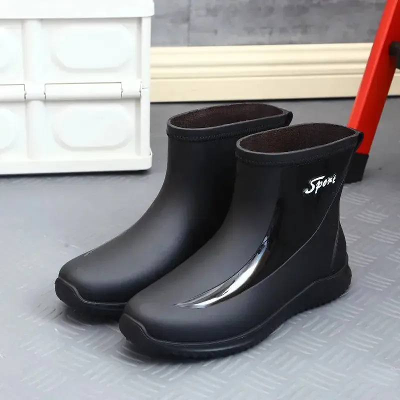 New Mens Rain Boots  Anti-slip Wear-resistant Outdoor Waterproof Shoes
