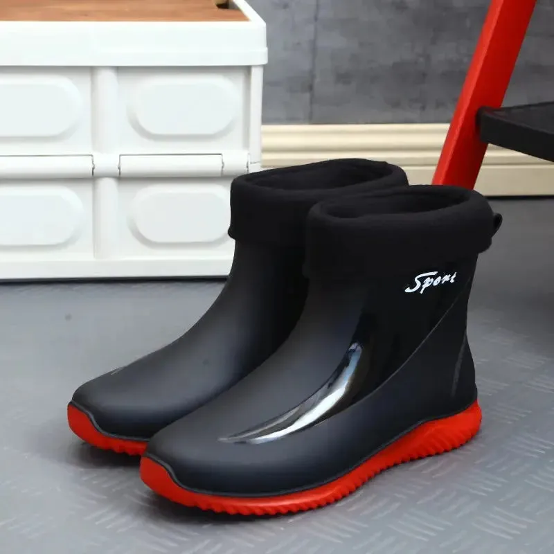 New Mens Rain Boots  Anti-slip Wear-resistant Outdoor Waterproof Shoes