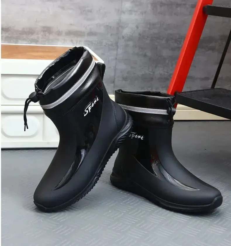 New Mens Rain Boots  Anti-slip Wear-resistant Outdoor Waterproof Shoes
