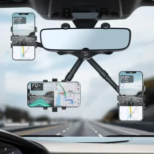 New XYAJUANG 360°Rotatable and Retractable Car Phone Holder, Multifunctional Adjustable Mount, Universal Rearview Mirror Phone Holder for All Mobile Phones
