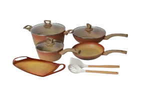 NEWARE bigger TERRACOTTA 10 Piece Cooking Set with GRIDDLE / Batería mas GRANDE de 10 piezas de Terracotta con COMAL