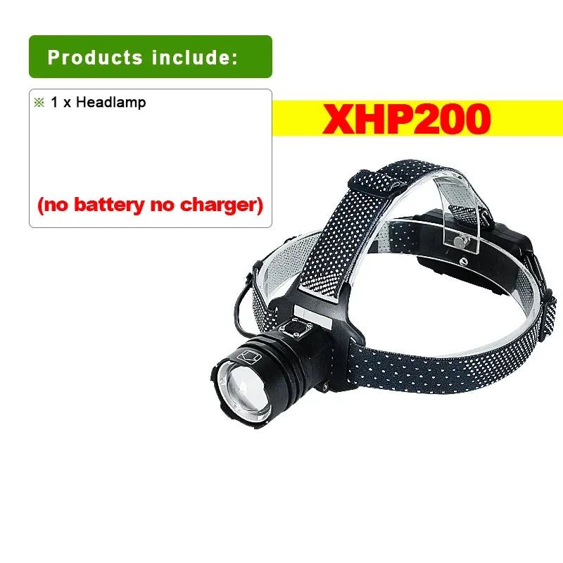 Newest XHP200 Super Powerful LED Headlamp USB Rechargeable Headlight 18650 Waterproof 3modes Head Lamp Zoomable Fishing Lantern