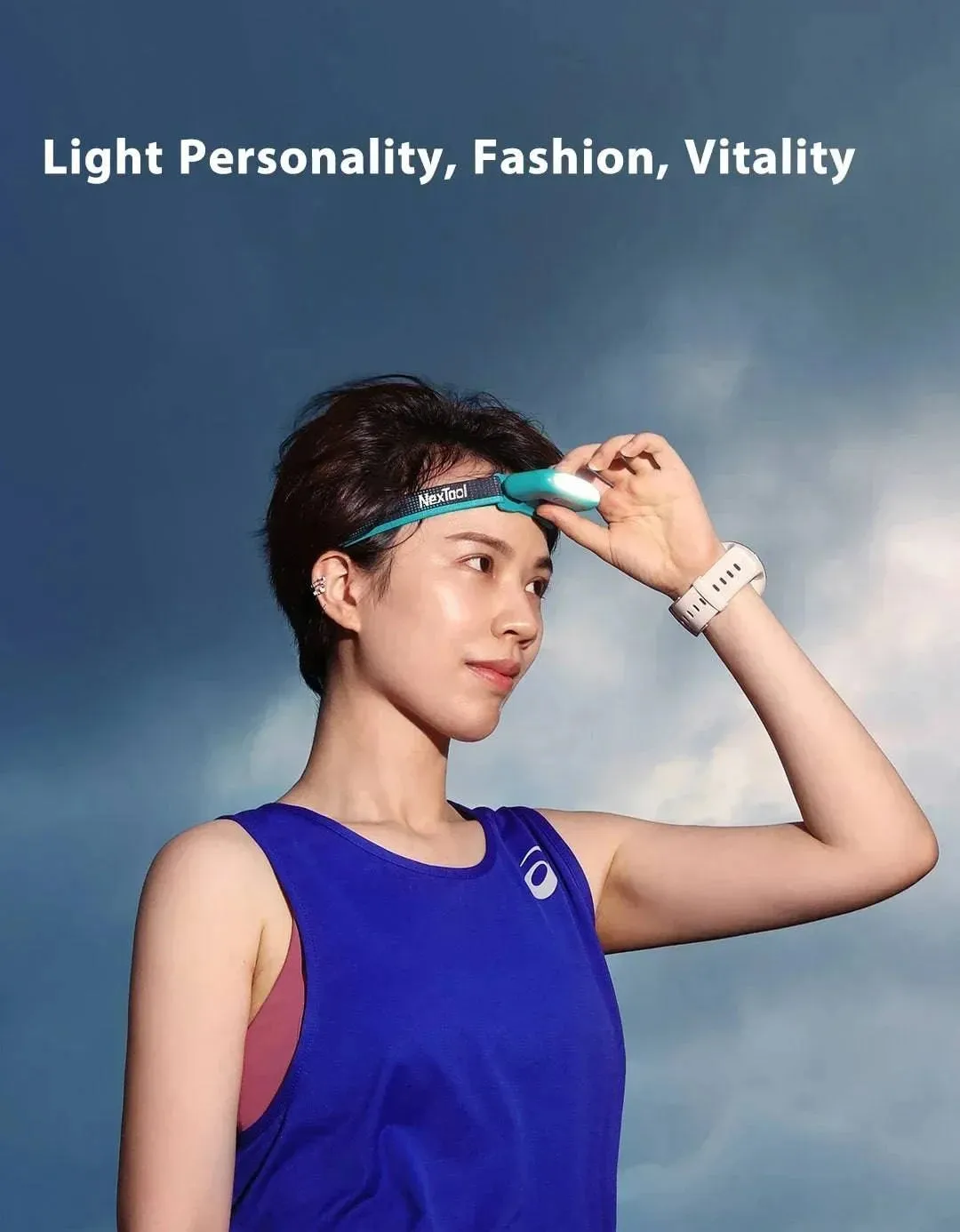 NexTool LED Headlight Rechargeable Head Lamp Zoom Waterproof Headlight Flashlight Three Light Switch Modes USB Charging Camping