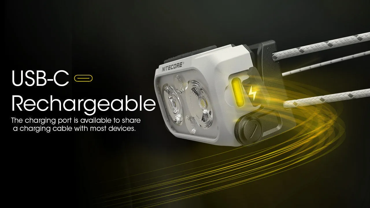 Nitecore NU21 Ultralight Headlamp w/ aux. Red Beam (360 Lumens | USB-C Rechargeable)