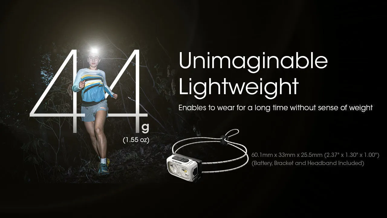 Nitecore NU21 Ultralight Headlamp w/ aux. Red Beam (360 Lumens | USB-C Rechargeable)