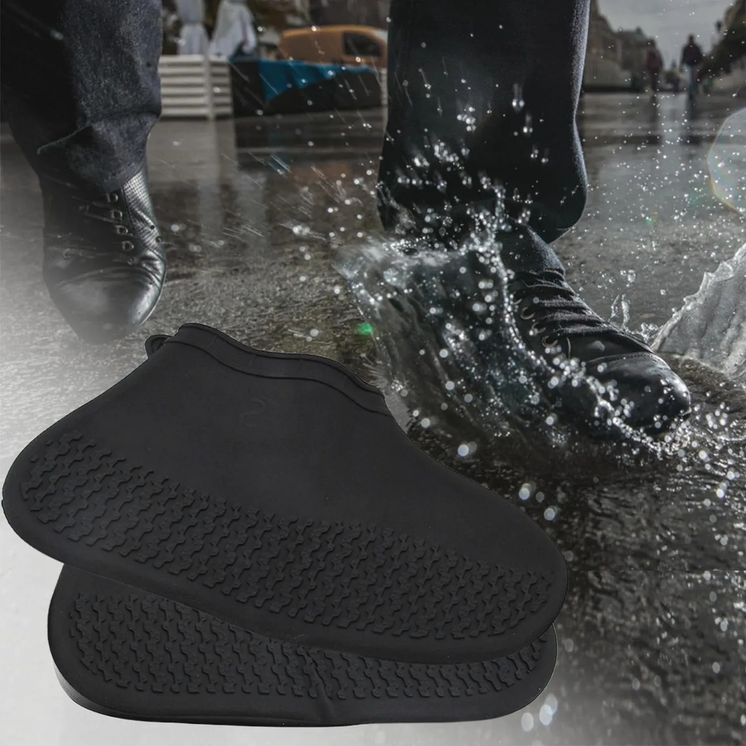 Non-Slip Silicone Reusable Waterproof Boot Covers (1 Pair)