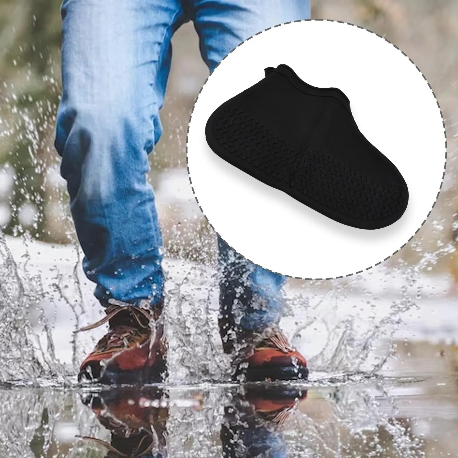 Non-Slip Silicone Reusable Waterproof Boot Covers (1 Pair)