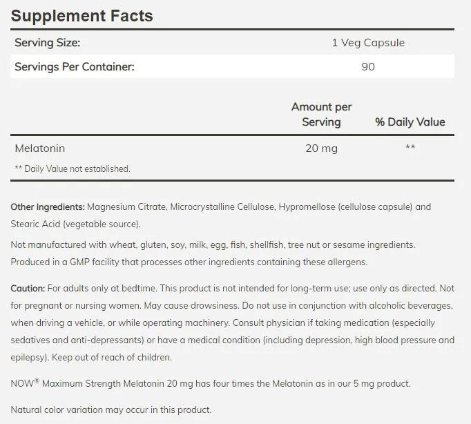 Now Maximum Strength Melatonin 20mg