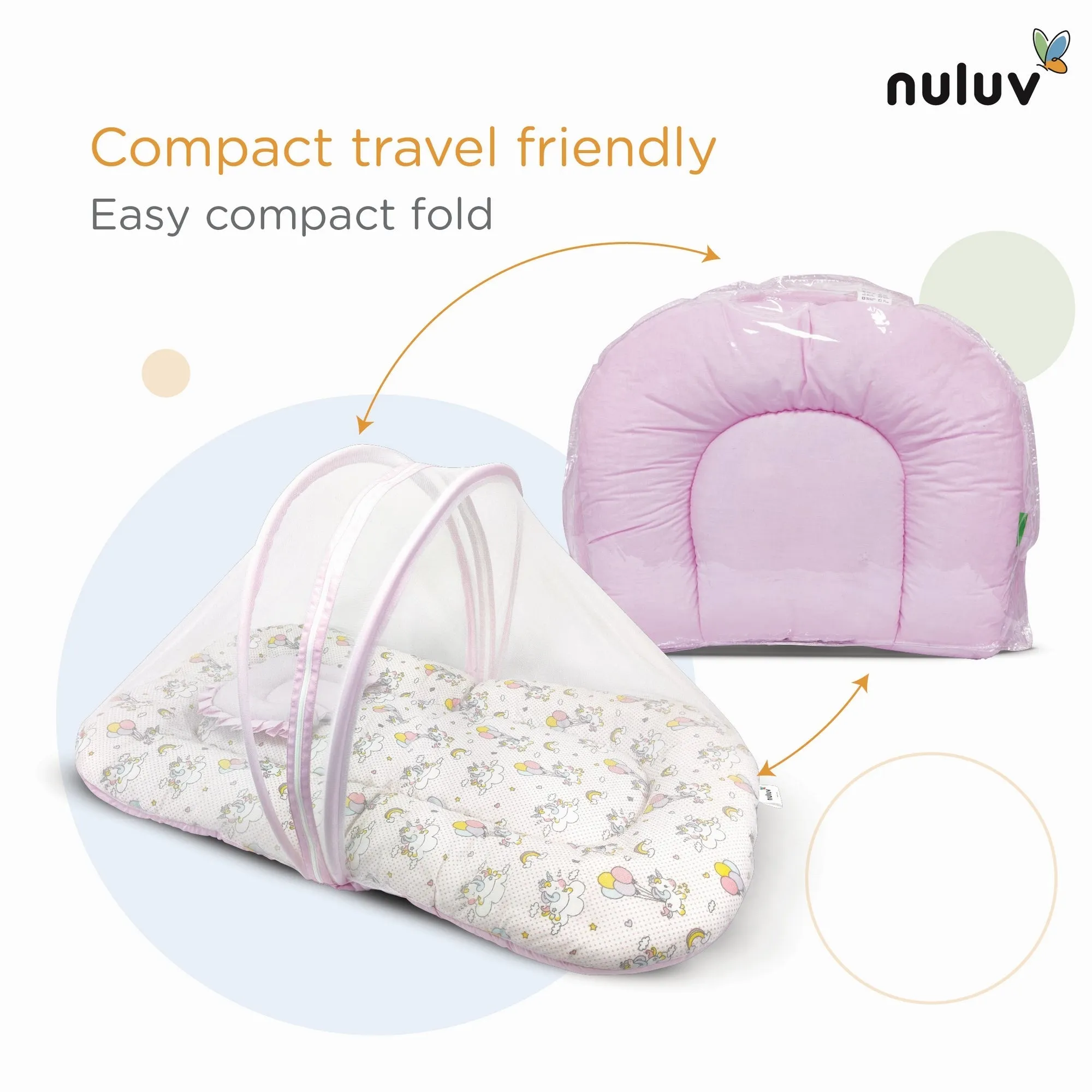 Nuluv Cotton Mosquito Net Set -Unicorn Birth  to 6M