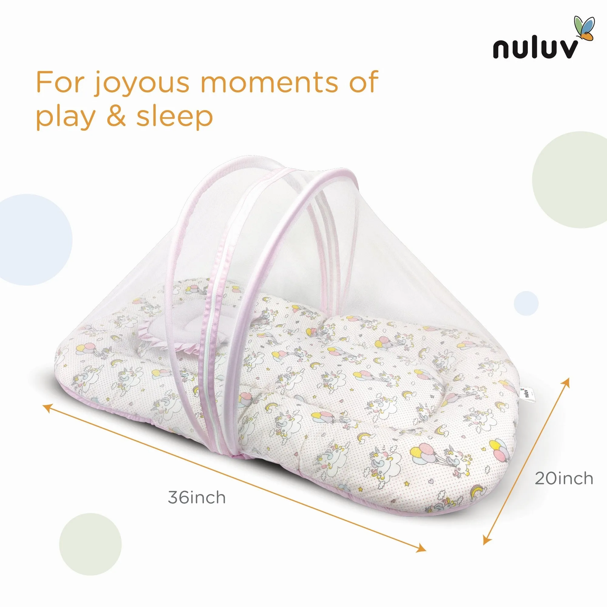 Nuluv Cotton Mosquito Net Set -Unicorn Birth  to 6M