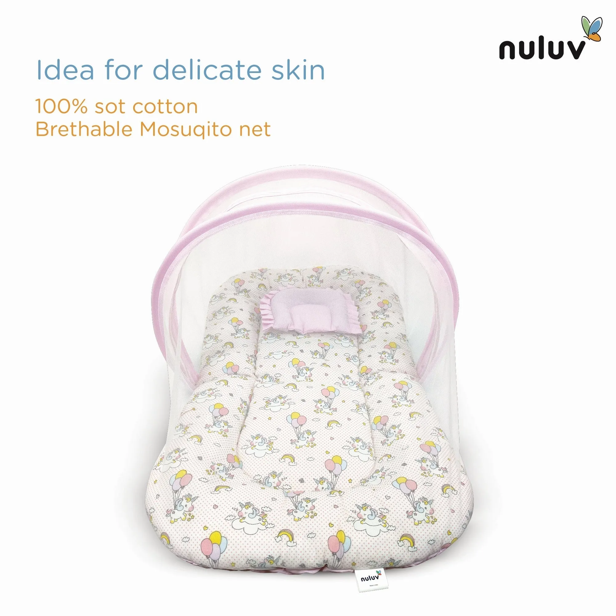 Nuluv Cotton Mosquito Net Set -Unicorn Birth  to 6M