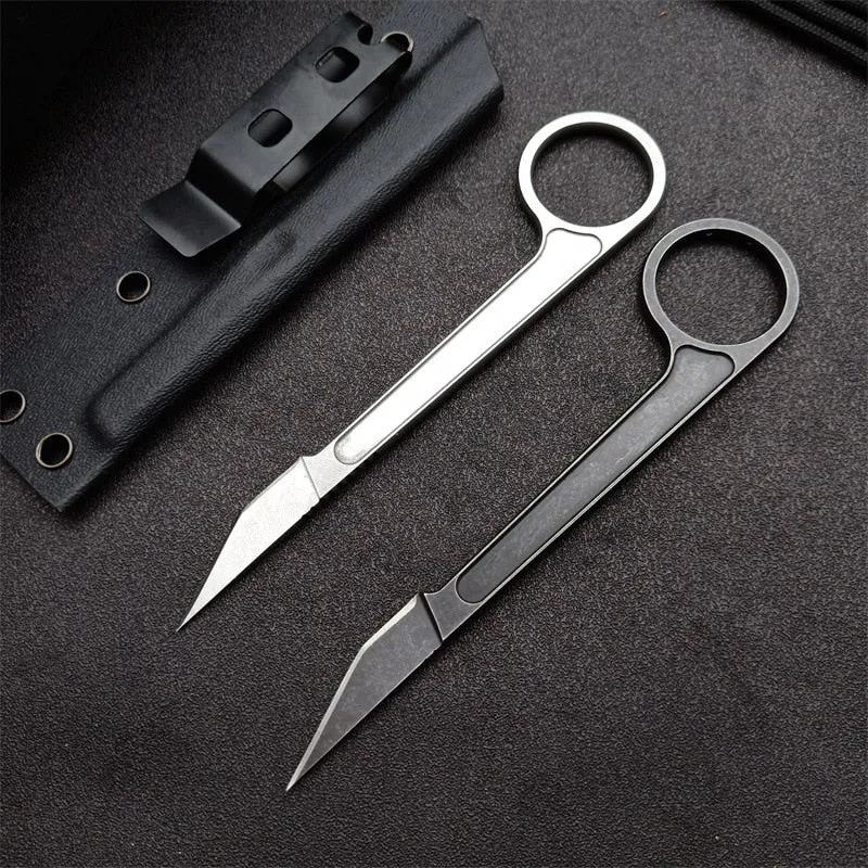 Outdoor Mini Neck Knife Fixed Blade EDC Hunting Knife with K Sheath Keychain Tactical Survival Tool