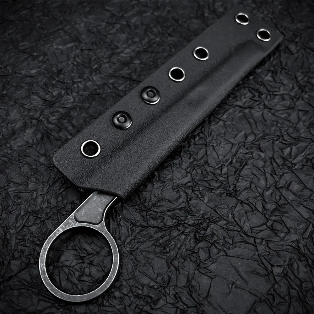 Outdoor Mini Neck Knife Fixed Blade EDC Hunting Knife with K Sheath Keychain Tactical Survival Tool