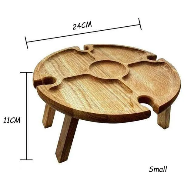 Outdoor picnic foldable wooden wine table