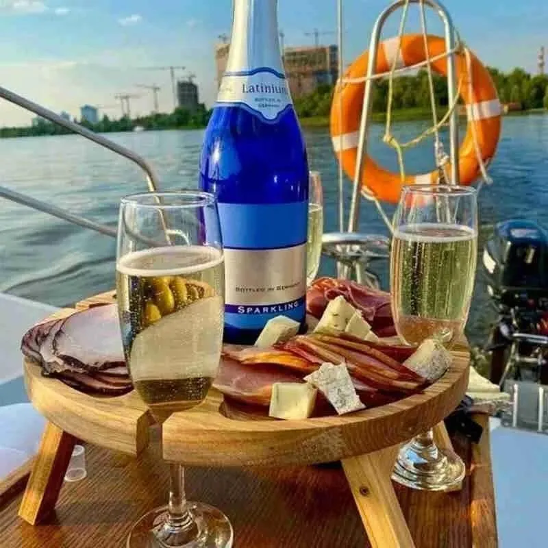 Outdoor picnic foldable wooden wine table