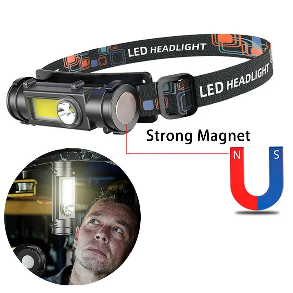Outdoor Work Head Lamp Portable LED Headlamp USB Rechargeable Built in Battery Headlight Strong Light Flashlight Fishing Torch