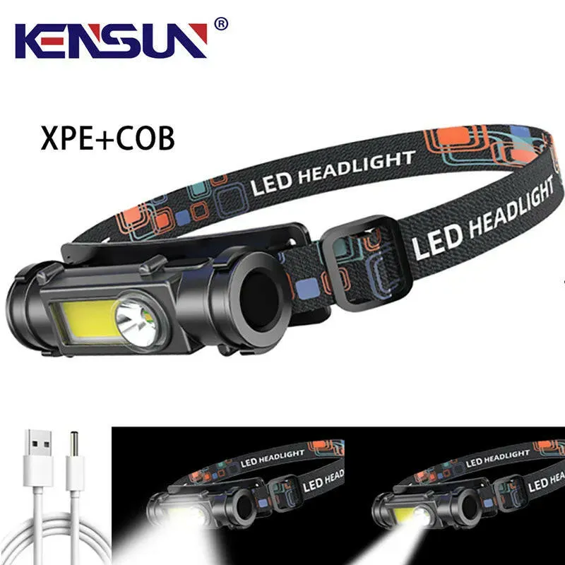 Outdoor Work Head Lamp Portable LED Headlamp USB Rechargeable Built in Battery Headlight Strong Light Flashlight Fishing Torch
