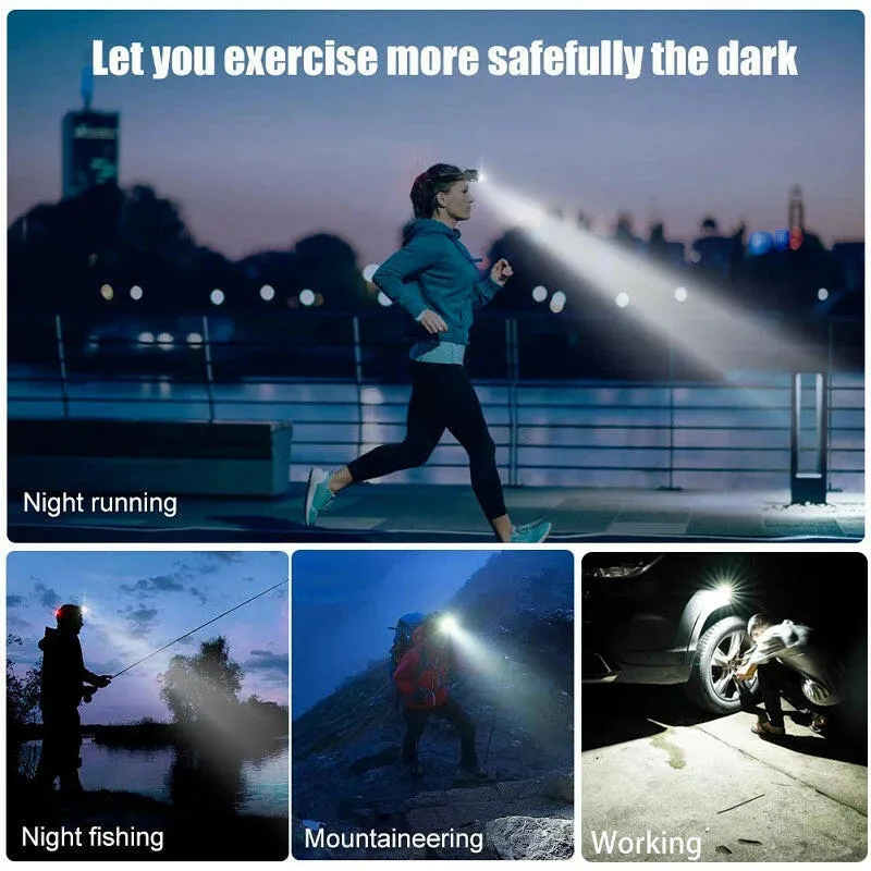 Outdoor Work Head Lamp Portable LED Headlamp USB Rechargeable Built in Battery Headlight Strong Light Flashlight Fishing Torch