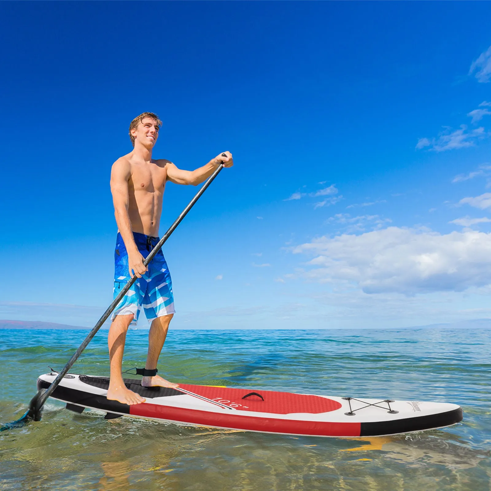 Outsunny 10Ft Inflatable Stand Up Board Non-Slip Deck Board w/ Paddle Carry Bag