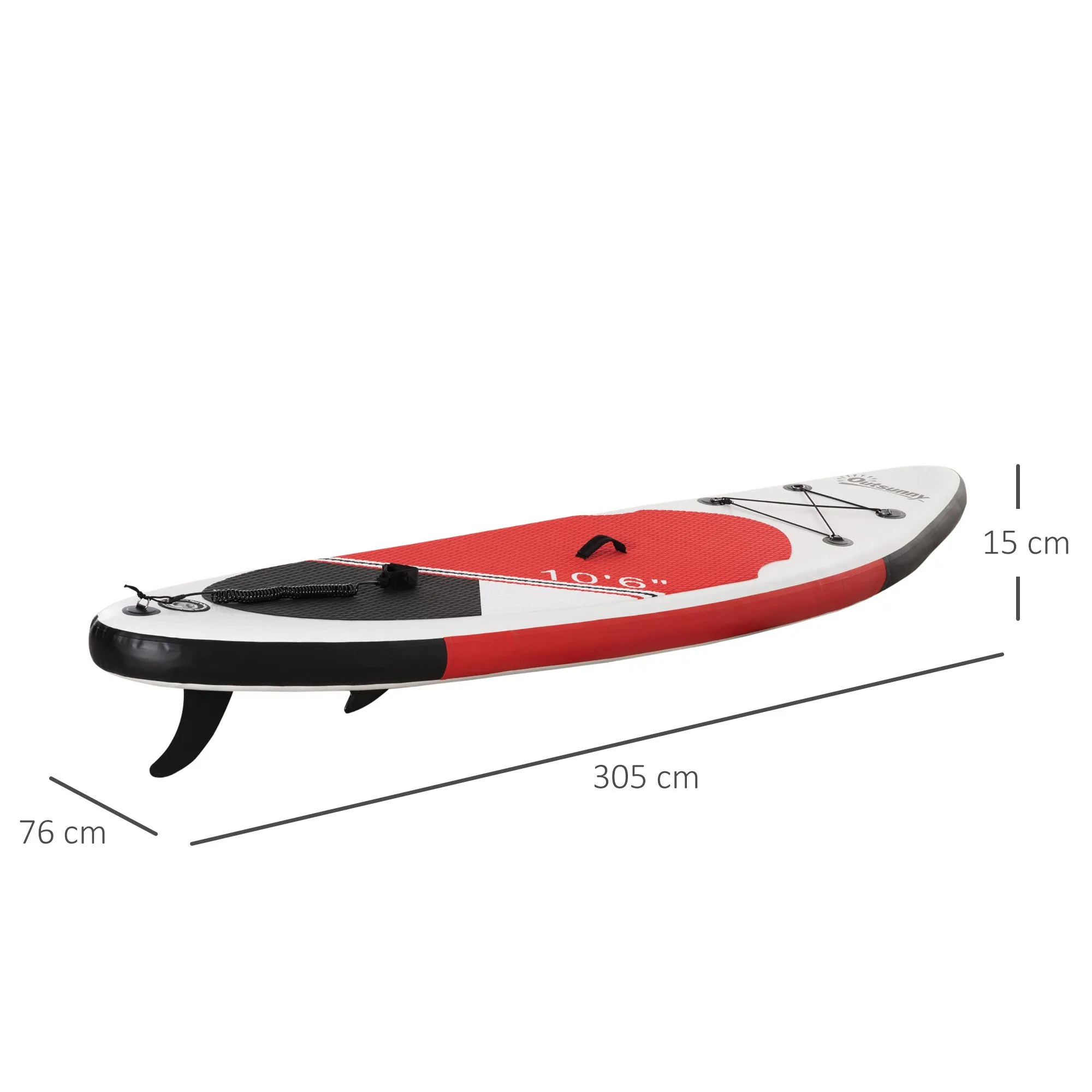 Outsunny 10Ft Inflatable Stand Up Board Non-Slip Deck Board w/ Paddle Carry Bag