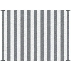 Outsunny - Reversible Outdoor Rug, 9' x 12' Waterproof Plastic Straw Floor Mat, Portable Rv Camping Carpet With Carry Bag, Large Floor Mat For Backyard, Deck, Picnic, Beach - Gray & White Striped