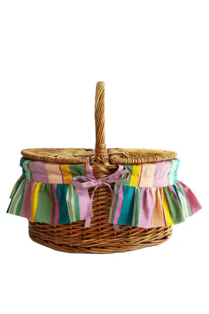 Oval Picnic Basket made with Liberty Fabric ARCHIVE SWATCH