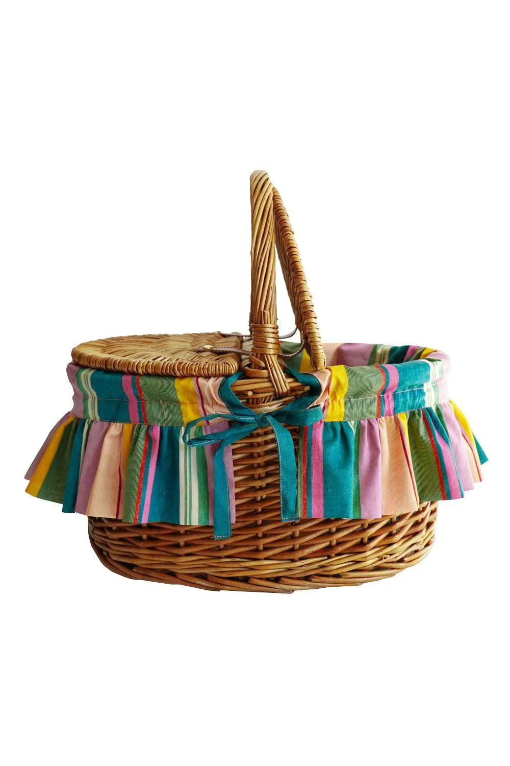 Oval Picnic Basket made with Liberty Fabric ARCHIVE SWATCH