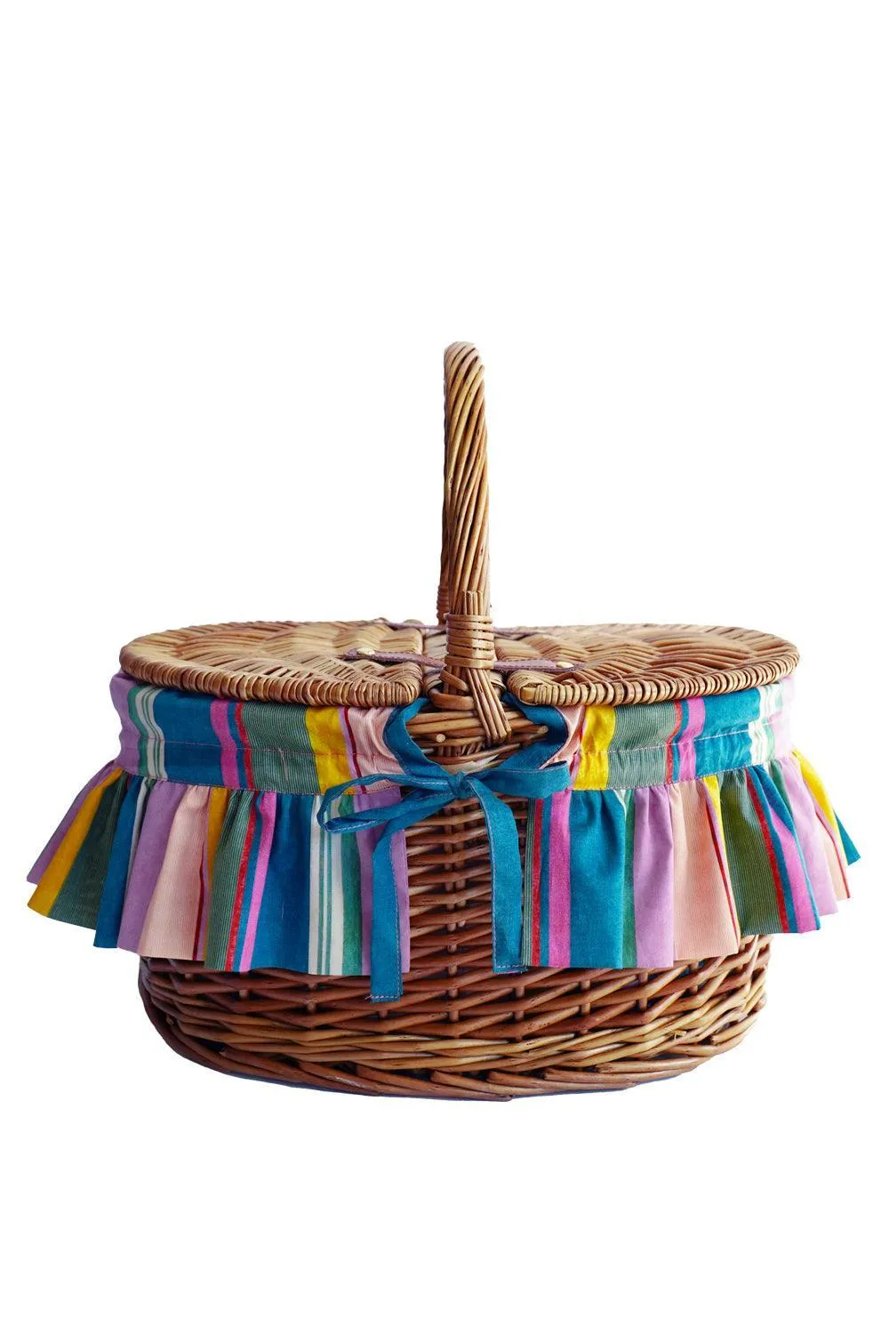 Oval Picnic Basket made with Liberty Fabric ARCHIVE SWATCH